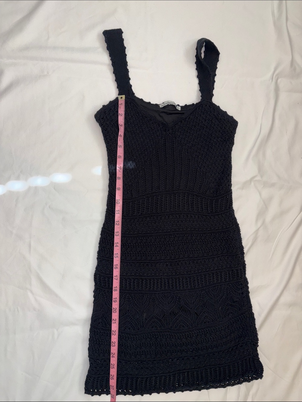 Abercrombie & Fitch Black Crochet Mini Dress with Wide Straps